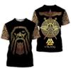 Summer Round Neck 3D Viking Tattoo Print Top Fashionable Casual Short Sleeved Men's T-shirts