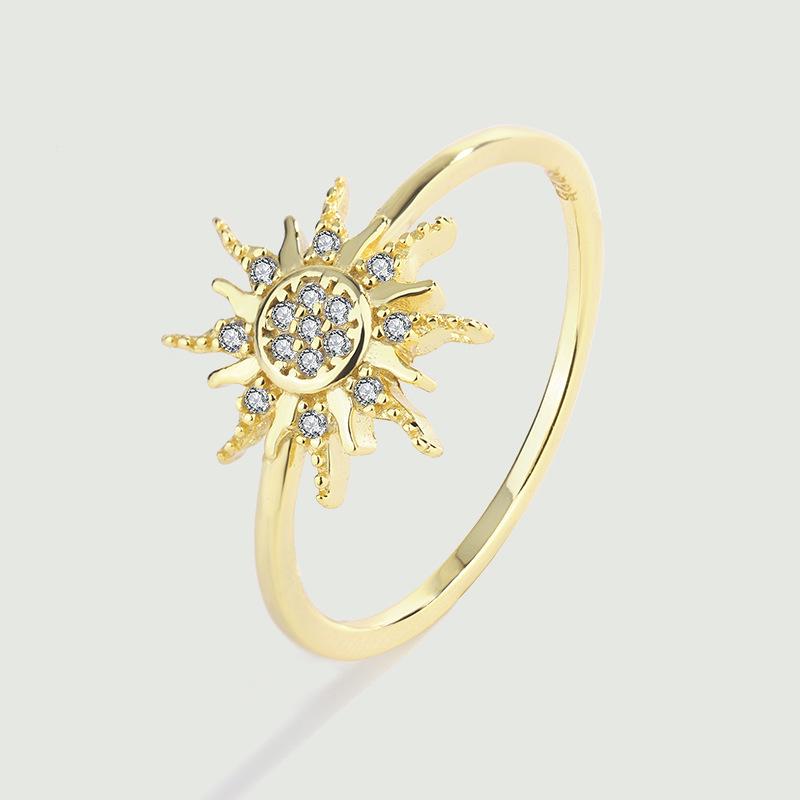 

S925 Sterling Silver Zircon Sun Ring: Elegant, Versatile Women s Jewelry Size 7