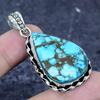 Tibetan Turquoise Gemstone 925 Sterling Silver Jewelry Pendant 2.09"