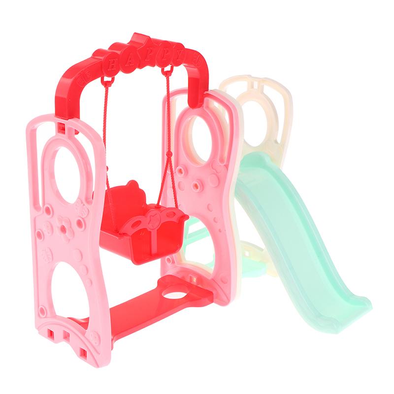 1Set Doll House Swing Slide Suit Courtyard Amusement Park Facilities Model DIY Dolls Play House Durable Toys Decoration