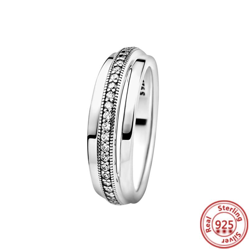 Classic 100% 925 Sterling Silver Princess  Crown Sparkling Love Heart  Rings Women Engagement Jewelry Anniversary