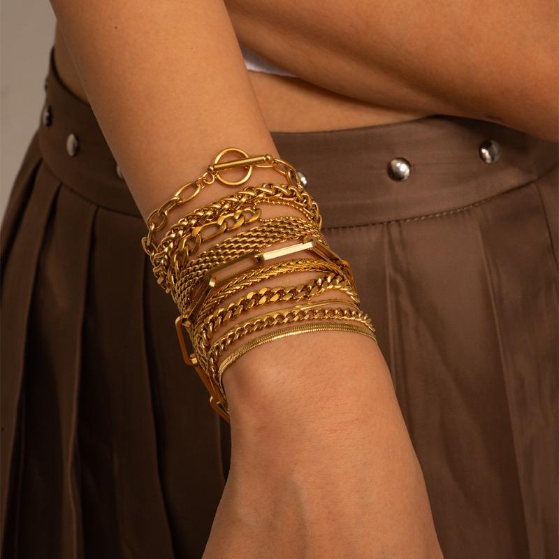 Stainless Steel Cuban Bracelet - High-end Accessory - Electroplated Titanium Steel Bracelet - Women's Accessory
