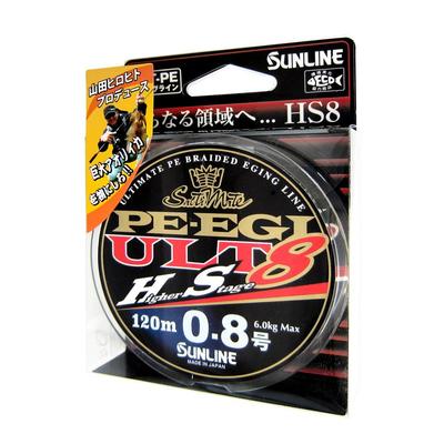 SUNLINE Saltymate PE Squid Jig ULT HS8 120m 0.8 6kg 8-strand White, Pink, Light Green