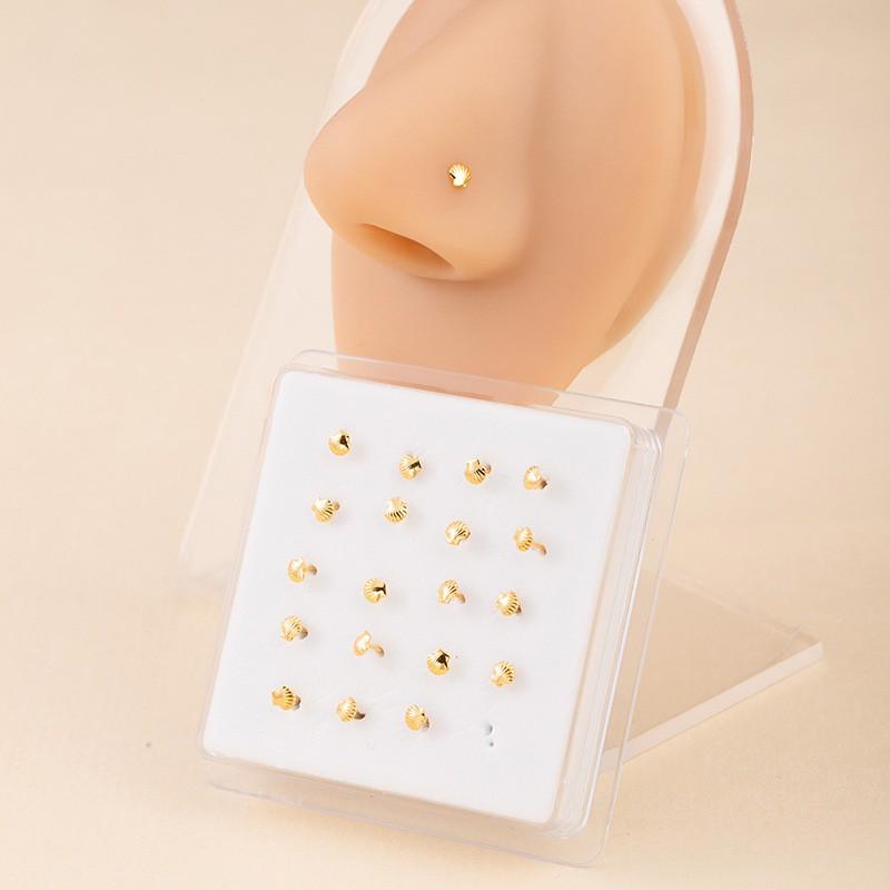 20-teilige Boxed Hip Hop Trendiger Gerader Bar Nasenstecker & Ring Schmuck