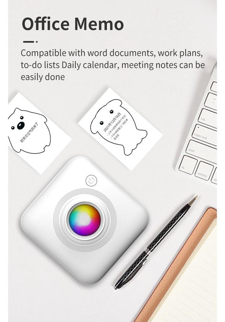 Mini Student Photo & Text Label Thermal Printer - No Ink, Bluetooth Compatible