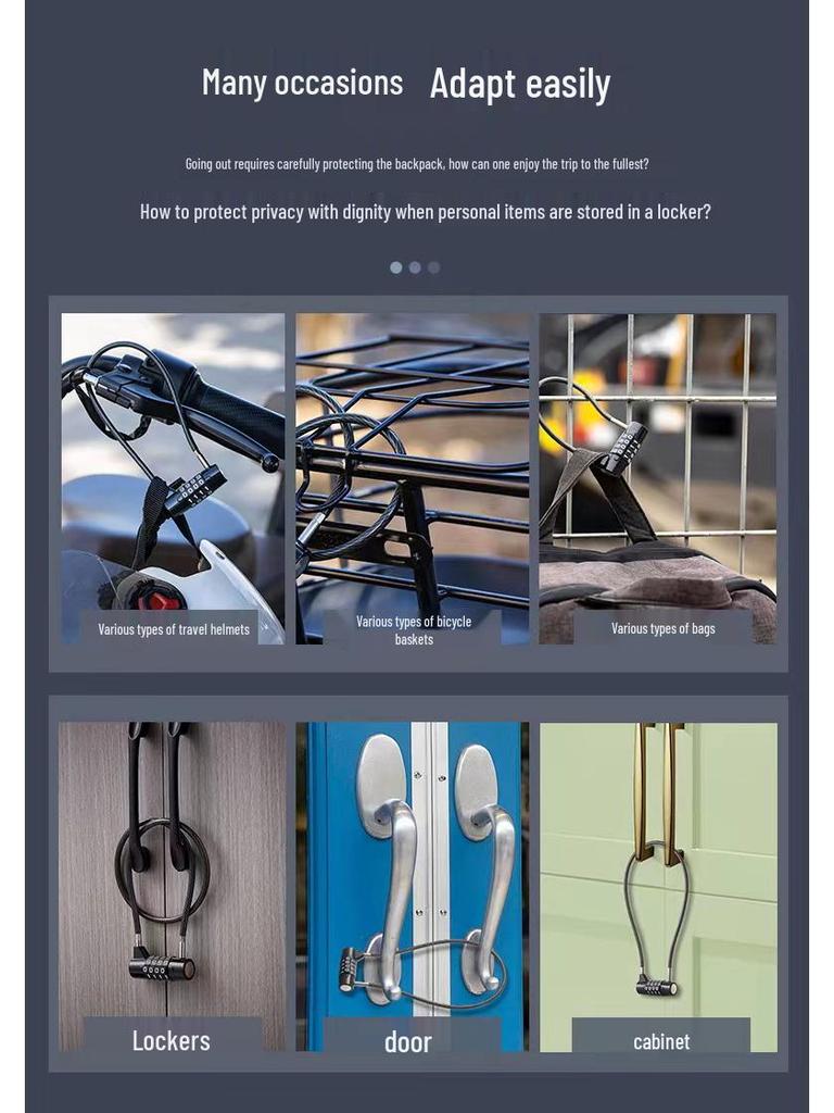 Steel Wire Combination Lock for Patio Furniture, Yard Tools, and Door Handles.