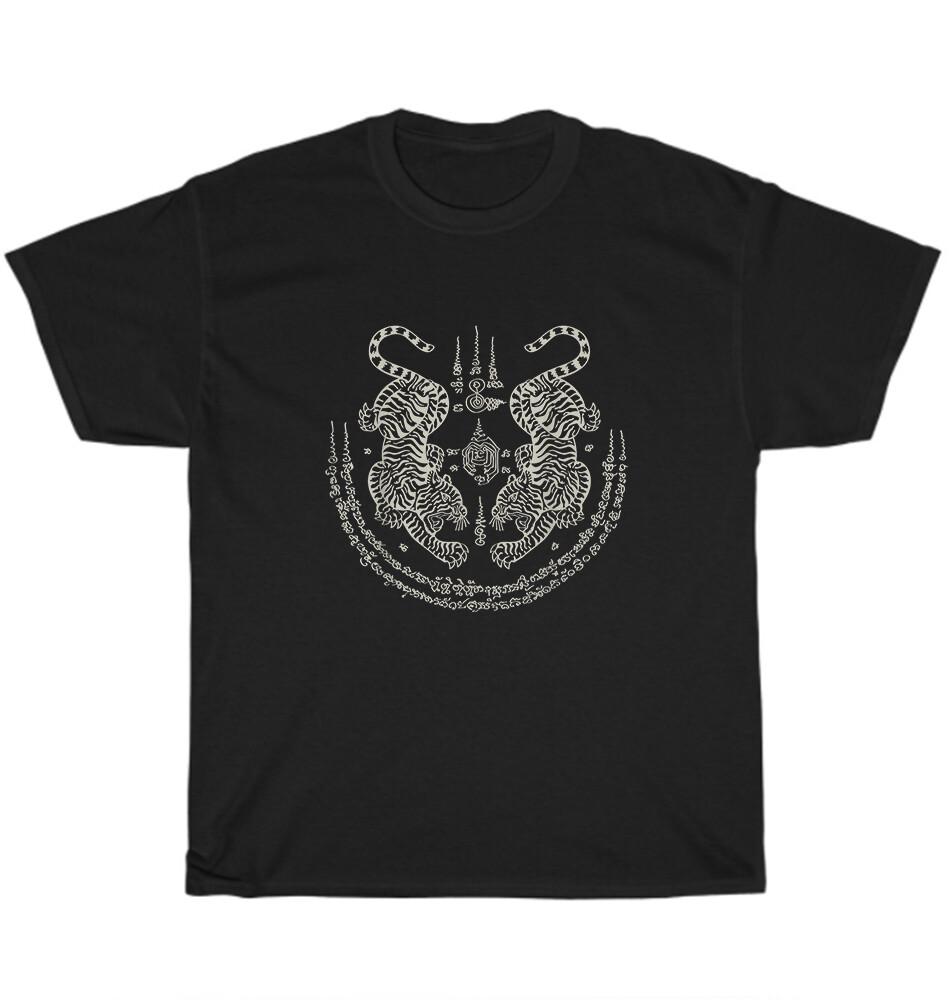 

Sak Yant Thai Tattoo Twin Tiger Muay Magical Thailand T-Shirt Unisex Tee Gift 2XL