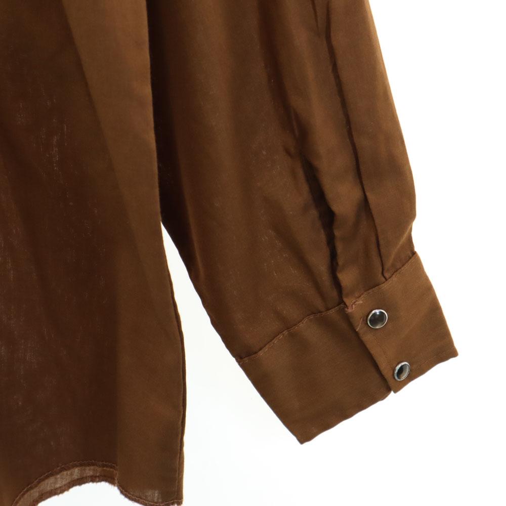 H BAR C 70s Made In USA Vintage Long Sleeve Western Shirt M Brown Men's Used