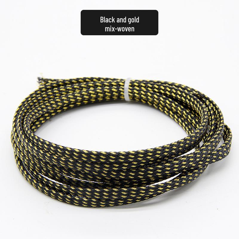 PET Braided Expandable 3mm Snakeskin Mesh Audio Cable Sleeve, Nylon Shockproof, 5 Meters