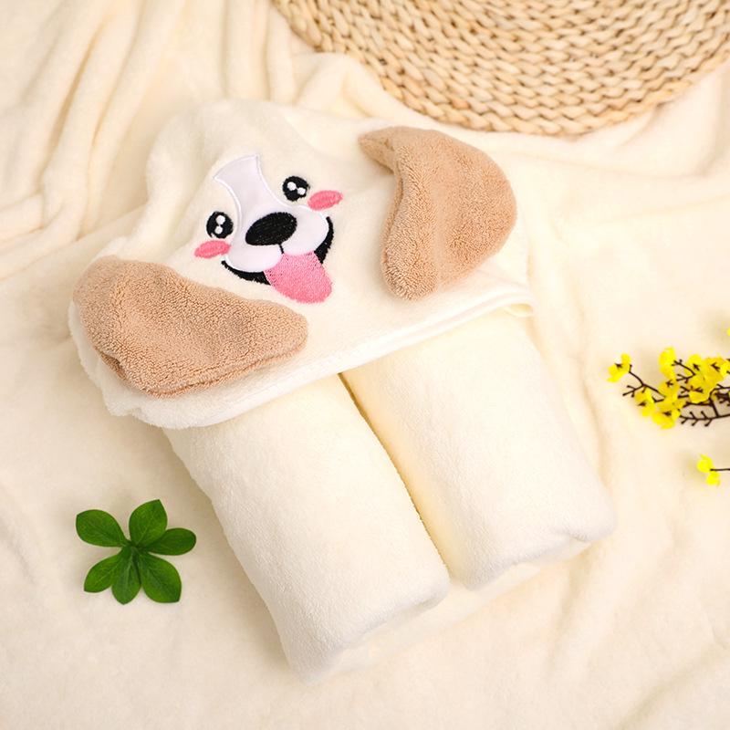 Newborn Cartoon Hooded Swaddle Blanket - Absorbent Coral Fleece for Spring & Autumn