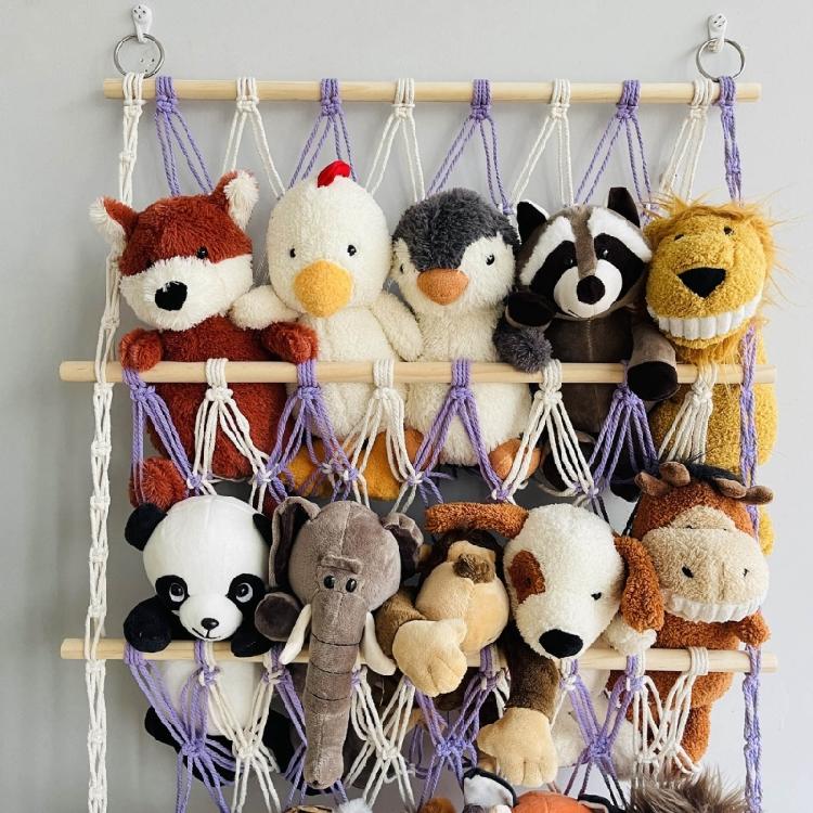 Versatile 3 Layer Toy Storage Net Shelf Stuffed Animal Storage Hammock for Kids