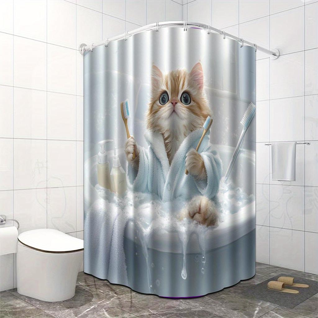 Cute Cat Bath Shower Curtain: Embrace the Fun Design, Soft Fabric, and Playful Vibes for Your Cozy Bathroom