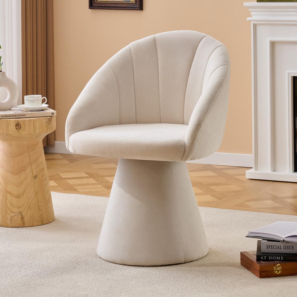 Sillón de Acento Giratorio de Tela Chenilla Contemporánea Silla Cómoda para Tocador con Tapicería para Muebles de Comedor y Hogar