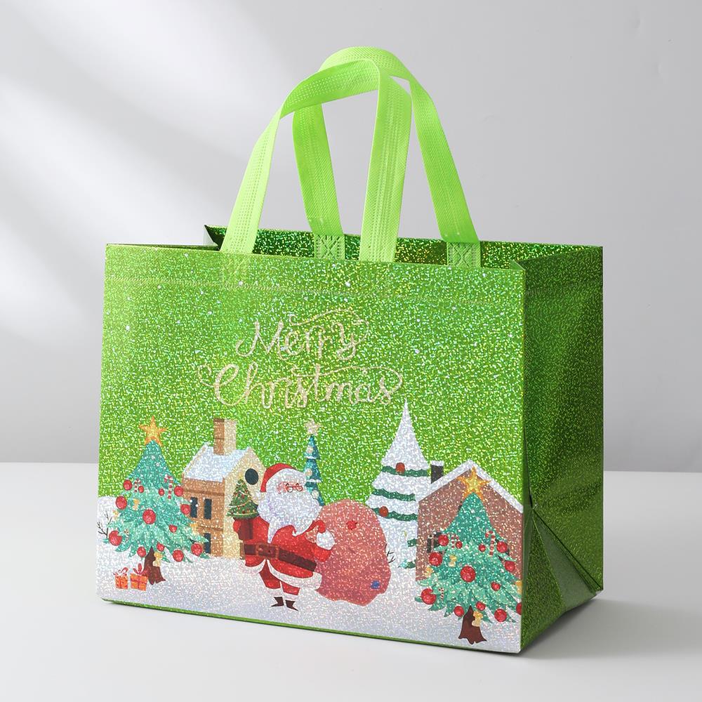 

Эко-сумки Санта-Клауса, подарочный мешочек для вечеринки 2024, рождественские лазерные нетканые сумки-тоуты, новогодняя упаковка для конфет, складная сумка one size зелёный