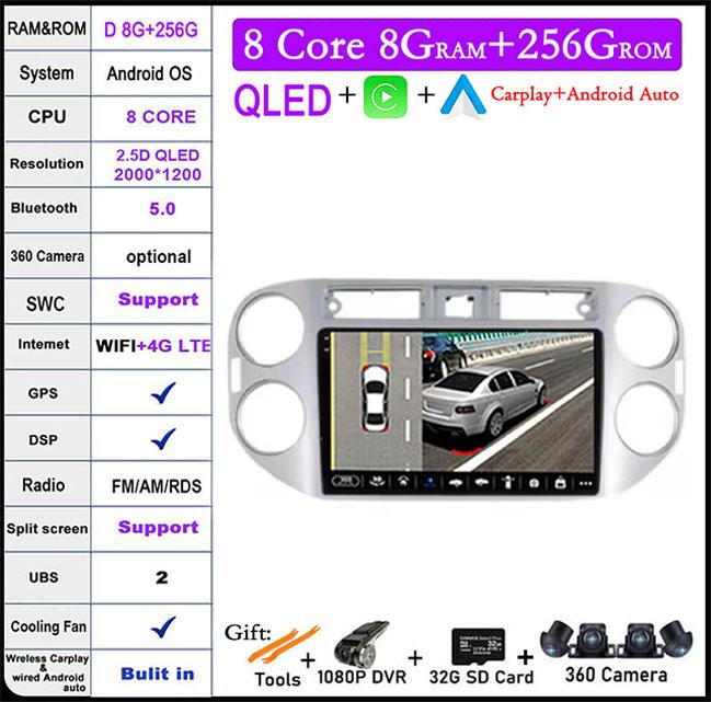 QLED Touch Screen Android 14 For Volkswagen VW Tiguan 1 NF 2006 2008 -2016 Car Radio Multimedia Video Player DSP IPS 5G WIFI