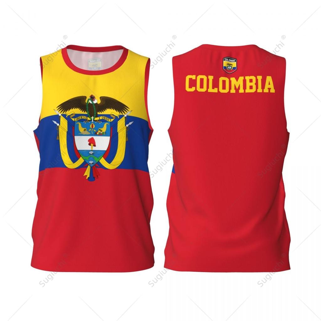 Kolumbien Flagge Herren Basketball Sport Laufen Fitness Multifunktions Ärmelloses T-Shirt Exklusiv Benutzerdefinierter Name Nummer
