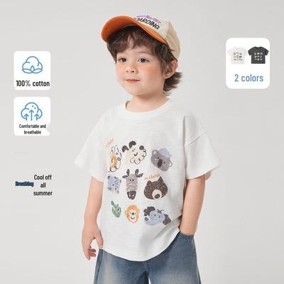 European Boy's Pure Cotton Short Sleeve T-Shirt - Summer 2025, Lightweight Children's Top