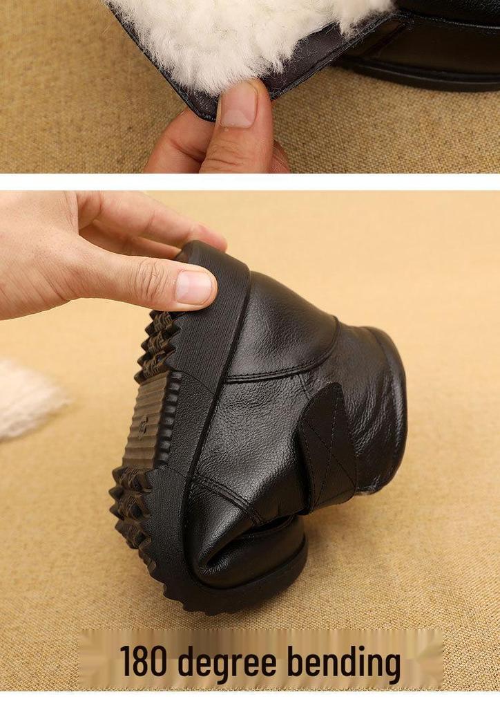 Women's Low-Top Slip-On Casual Winter Shoes with Fleece Lining and Synthetic Leather Round Toe