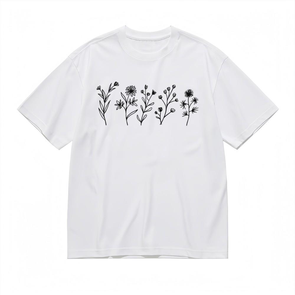 

Women s Trend Classic T-Shirt Herb Leaf Pattern Minimalist Graphic Print Tee 4XL