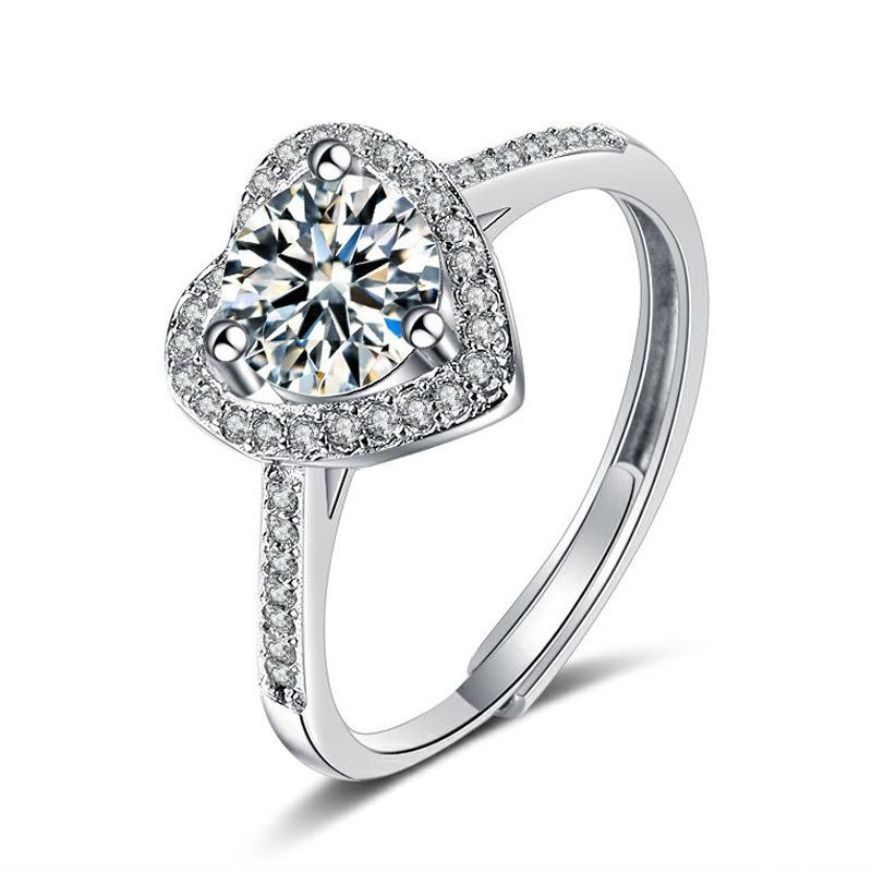 2025 Classic 1-Carat Moissanite Heart Ring for Women - Proposal, Wedding, Birthday Gift