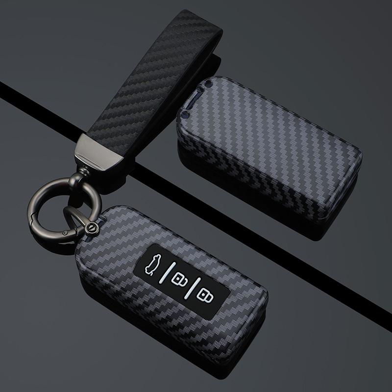 Abs Carbon Fiber Car Key Case Cover For Mitsubishi Xpander Outlander Asx Pajero Eclipse Cross Montero Protector Accessories