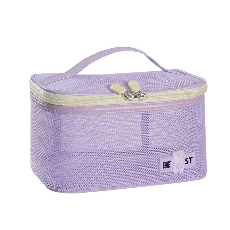 Women'S  Transparent Mesh Travel Cosmetic Bag Storage 1 Layer Toiletry Bag Large Capacity Make Up Organizer Bag