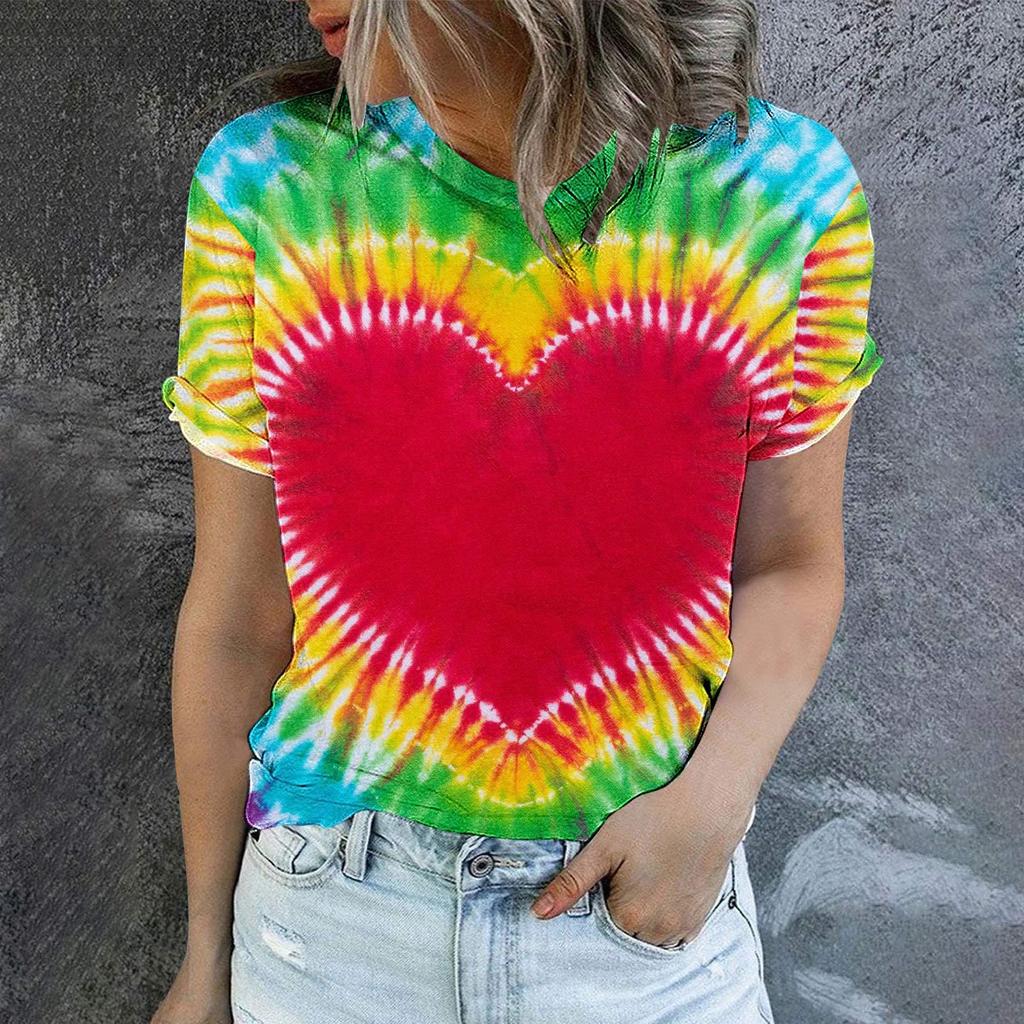 2023 Grenzüberschreitendes Sommer Herren Rundhals Kurzarm T-Shirt Liebe Damen 3D T-Shirt Digitaldruck Kurzarm Top