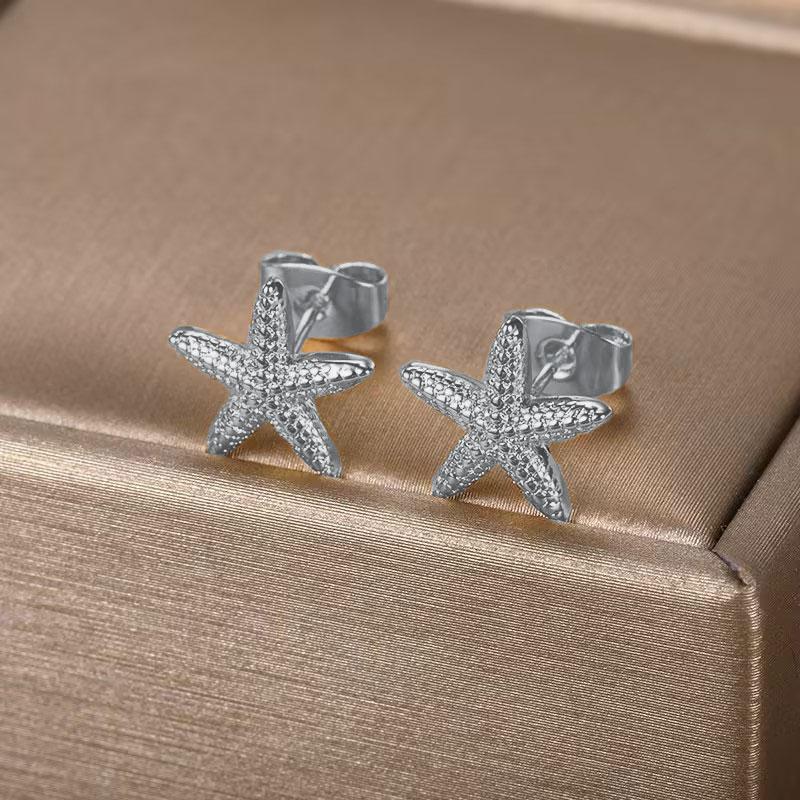 Geometric Star Earring For Women Gold Color Starfish Heart Stud Earrings Jewelry Accessories