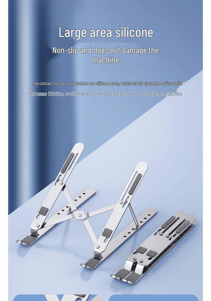Portable Aluminum Laptop Stand: Foldable, Adjustable Height, Stable Support with Heat Dissipation
