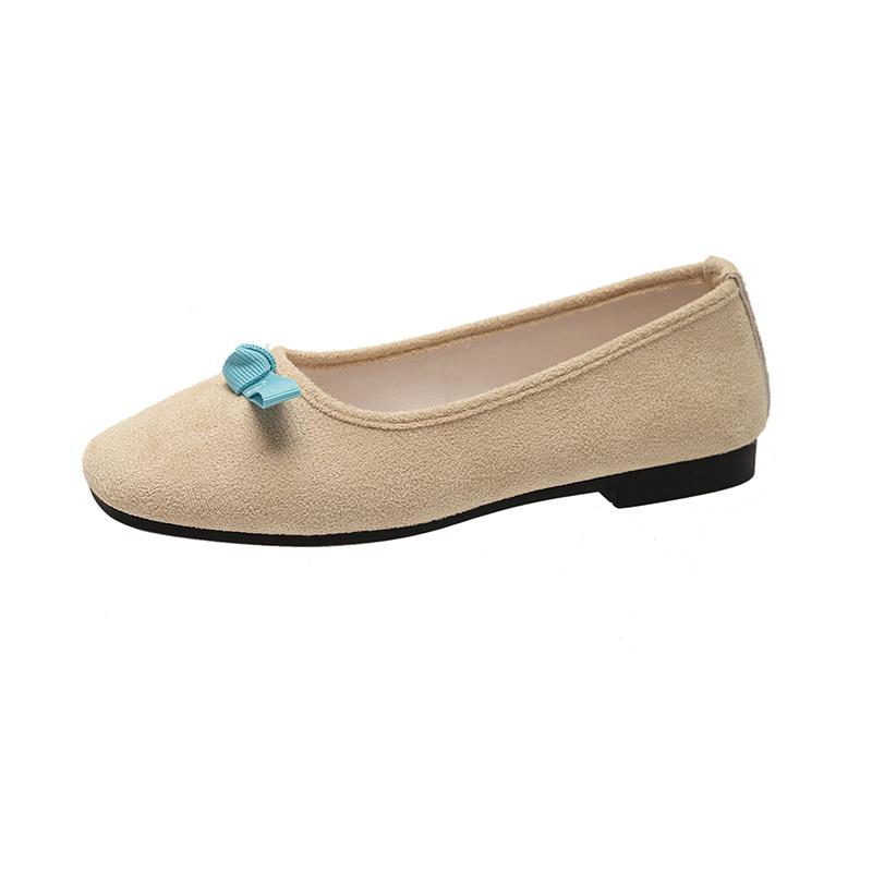 

Круглая однотонная женская обувь Горячая весна и осень 2024 года, туфли на плоской подошве с бантом, высокое качество, нескользящий каблук, милая 40 светло-желтого