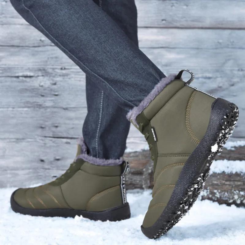Winter Shoes Man Ankle Lace Up Booties Anti Slip Snow Boots for Men Fleece New in Fur Footwear Waterproof Sale Luxury Fashion