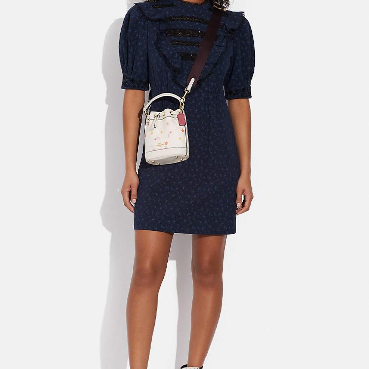 New COACH Dempsey Cow Leather Bucket Bag, Handbag, Shoulder Bag, Crossbody Bag Small Women's White CF165-IMCAH