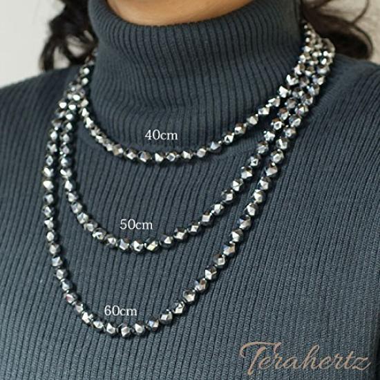 [OVER-9] Terahertz Necklace, Star Cut, 8mm, 50cm Neck Circumference, Stainless Steel Hook, Genuine Terahertz Stone, Guaranteed Authentic, Raw Stone,
