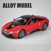1/32 BMW I8 New Energy Car Alloy Sports Car Model Diecast Simulation Metal Racing Vehicles Car Model Sound Light Childrens Toys Gift