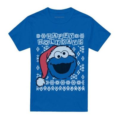 Sesame Street Unisex Adult Ugly Christmas Cookie Monster T-Shirt
