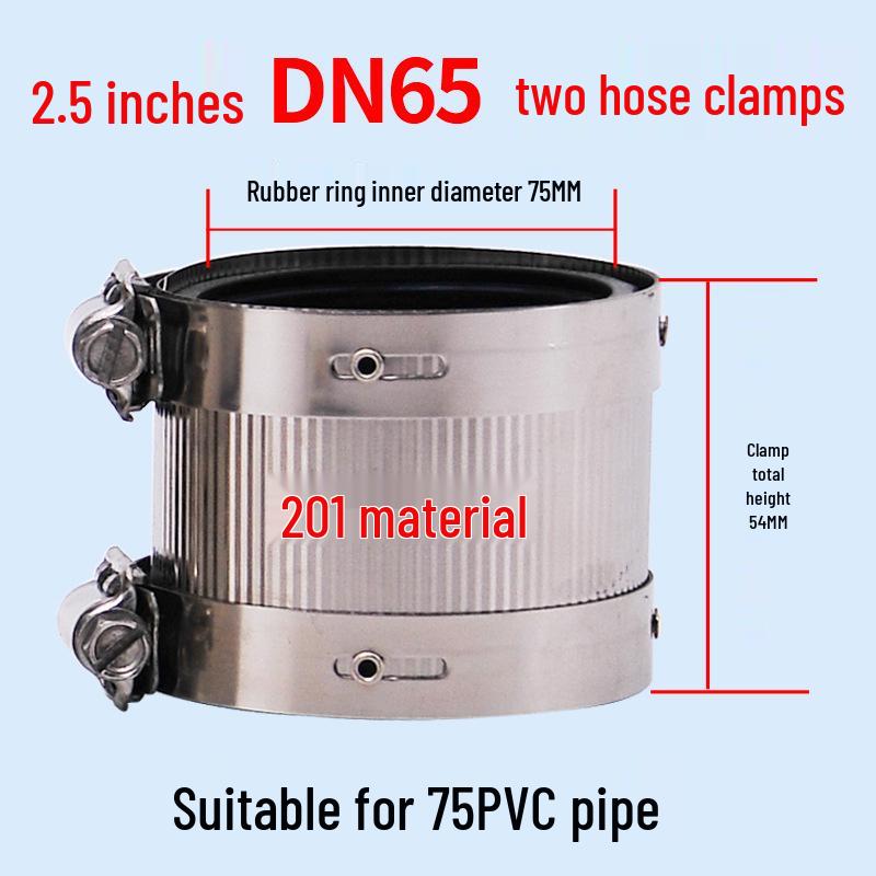 Heavy-Duty Stainless Steel and Cast Iron Flexible Pipe Clamp for Sewer and Drain Pipes