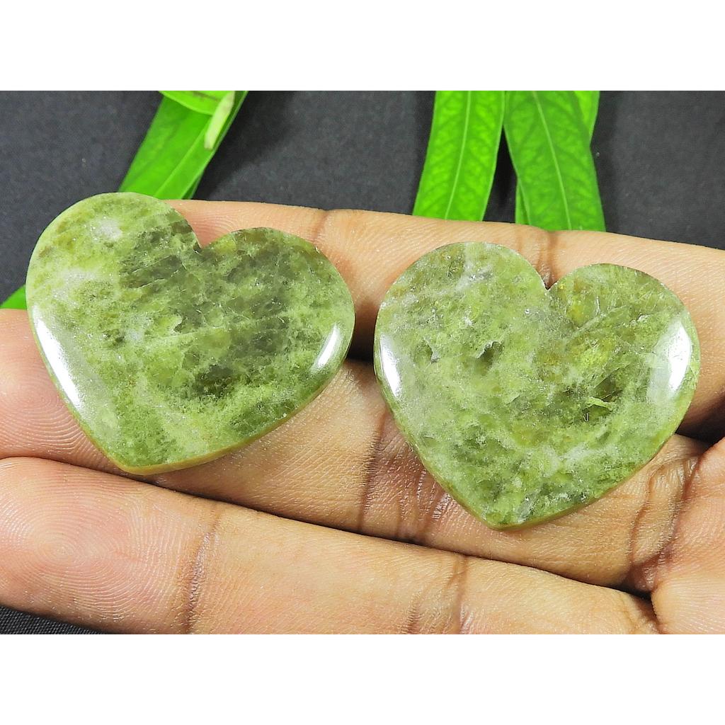 33-34MM Vessonite?Heart 2 Pcs Healing Heart Cabochon loose Gemstone 98Cts. SK-4125