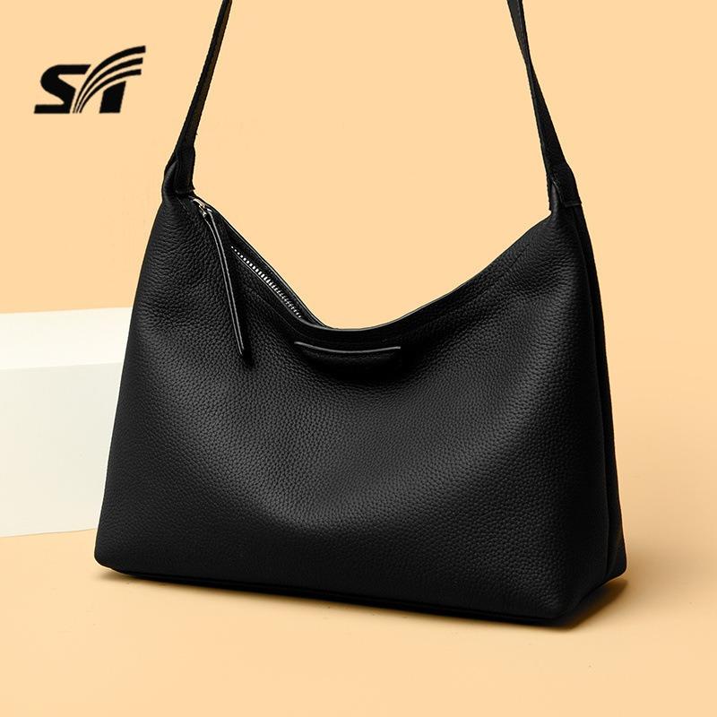 New high-end large-capacity messenger tote bag first-layer cowhide women's bag light luxury fashion simple and versatile shoulder bag