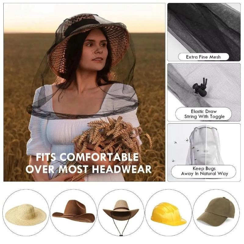 Breathable Mesh Mosquito Head Nets Lightweight Hat Net Cover Outdoor Camping Fishing Anti-mosquito Cover Insect-Proof Hat