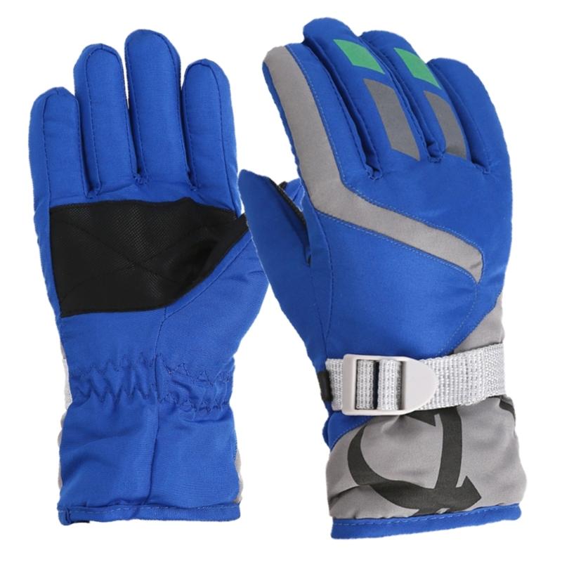 Anti Slip Snow Gloves Adjustable Wrist Strap Gloves Warm Mittens Outdoor Skiing Gloves Skating Essential for 3-16T Kids