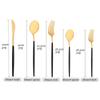 Mirror Dinnerware Set Stainless Steel 30Pcs Black Gold Tableware Knife Fork Spoon Dinner Set Cutlery Spoon Dessert Flatware Set