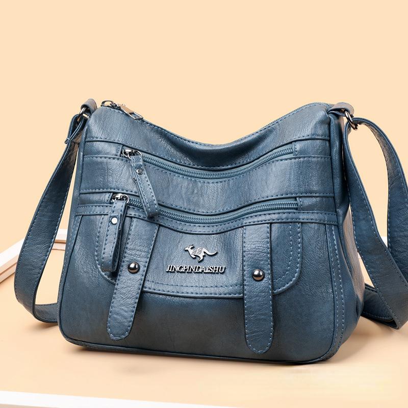 Middle Aged Women's Bag Soft Leather Mother's Bag New Fashionable One Shoulder Crossbody Bag Women's Multi-layer Large Capacity CLE