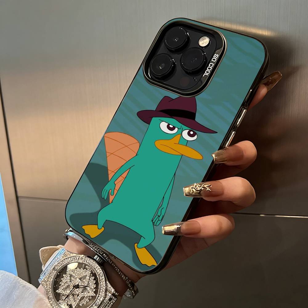 P-Perry The P-Platypus Phone Case For IPhone17 16 11 12 13 14 15 16 Pro Max Plus Cover Colored Silver Funda Bumber