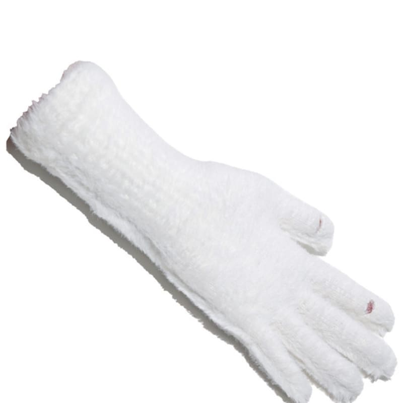 TUDE HAIRY FINGER HOLE GLOVES WHITE