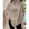 Autumn Winter New Knitted Sweater Women's Clothing, Cable Knit High Neck Button Long Sleeve Top
