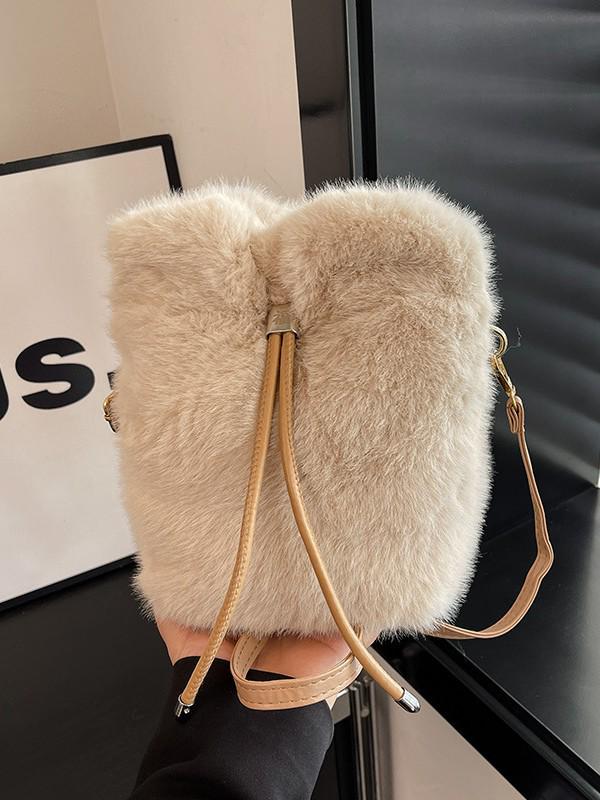Damen 2025 Flauschige Fell Bucket Bag – Herbst/Winter Schulter Crossbody