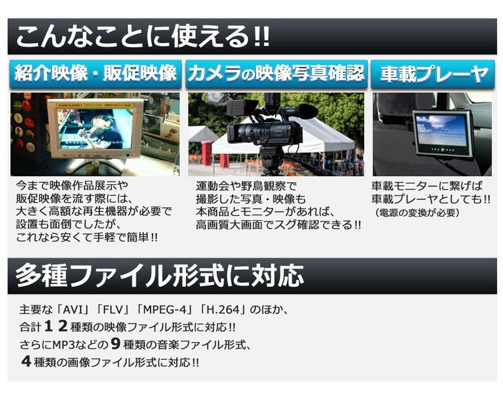 Easy to just connect to a Small video media playback HDMI install, monitor. size, player, device, digital, promotional, output, SD, USB, HDD,