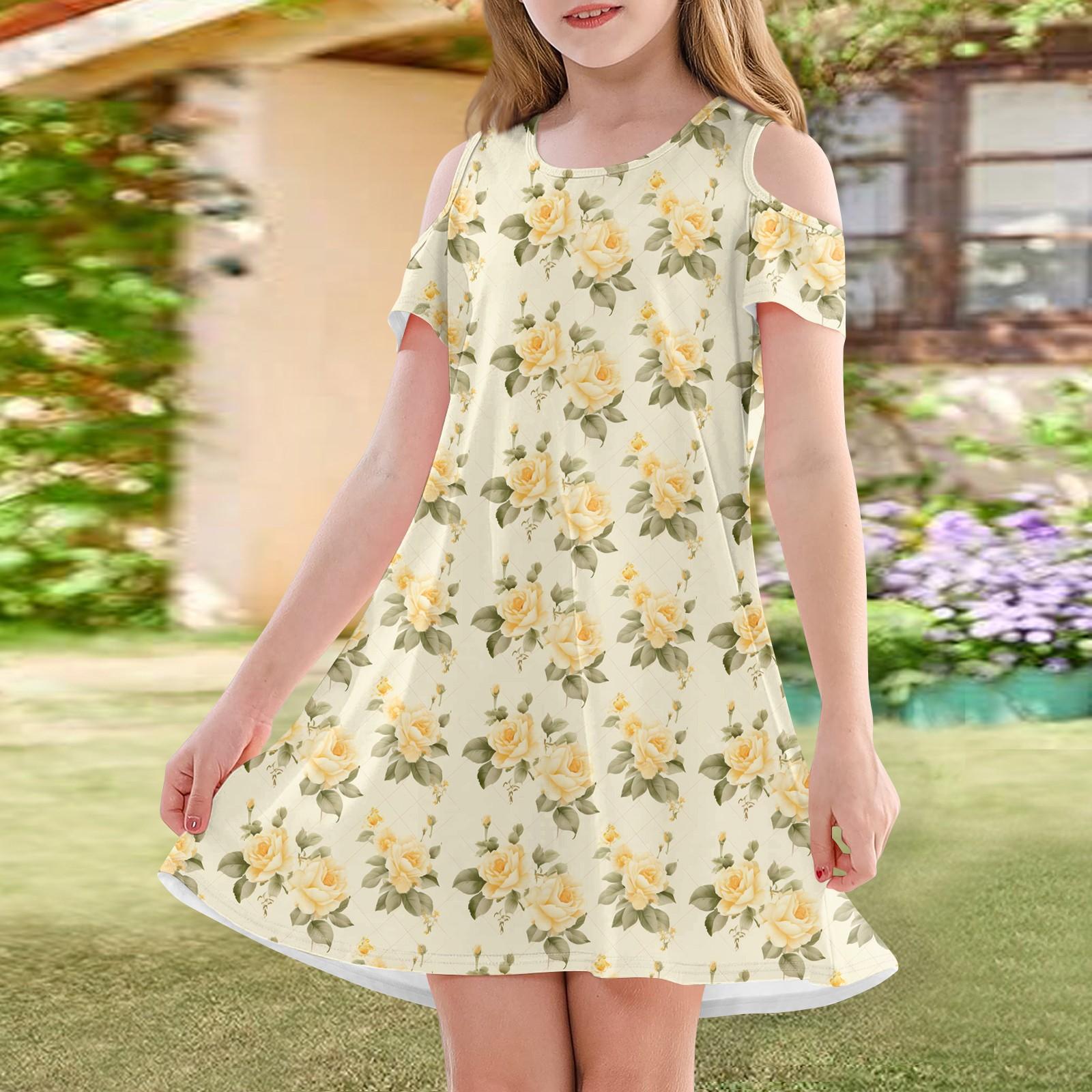 

Платье А-силуэта для девочек - летнее повседневное платье без рукавов для малышей 160 жёлтый