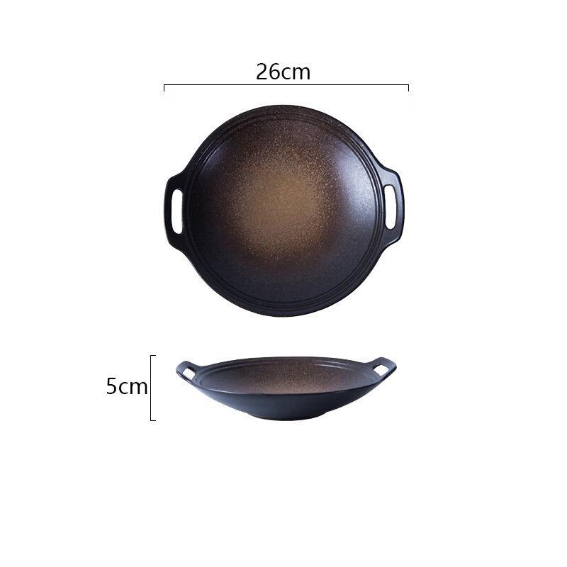 ZISIZ Ceramic Pasta Plate with Two Handles