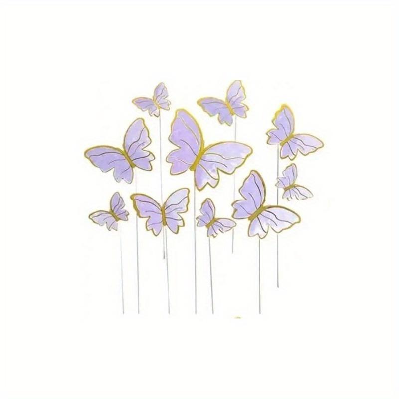 Mixed Size Butterfly Cake Decoration, 3D Pink and Purple Butterfly Paper Cupcake Decoration, Birthday and Wedding Party Supplies